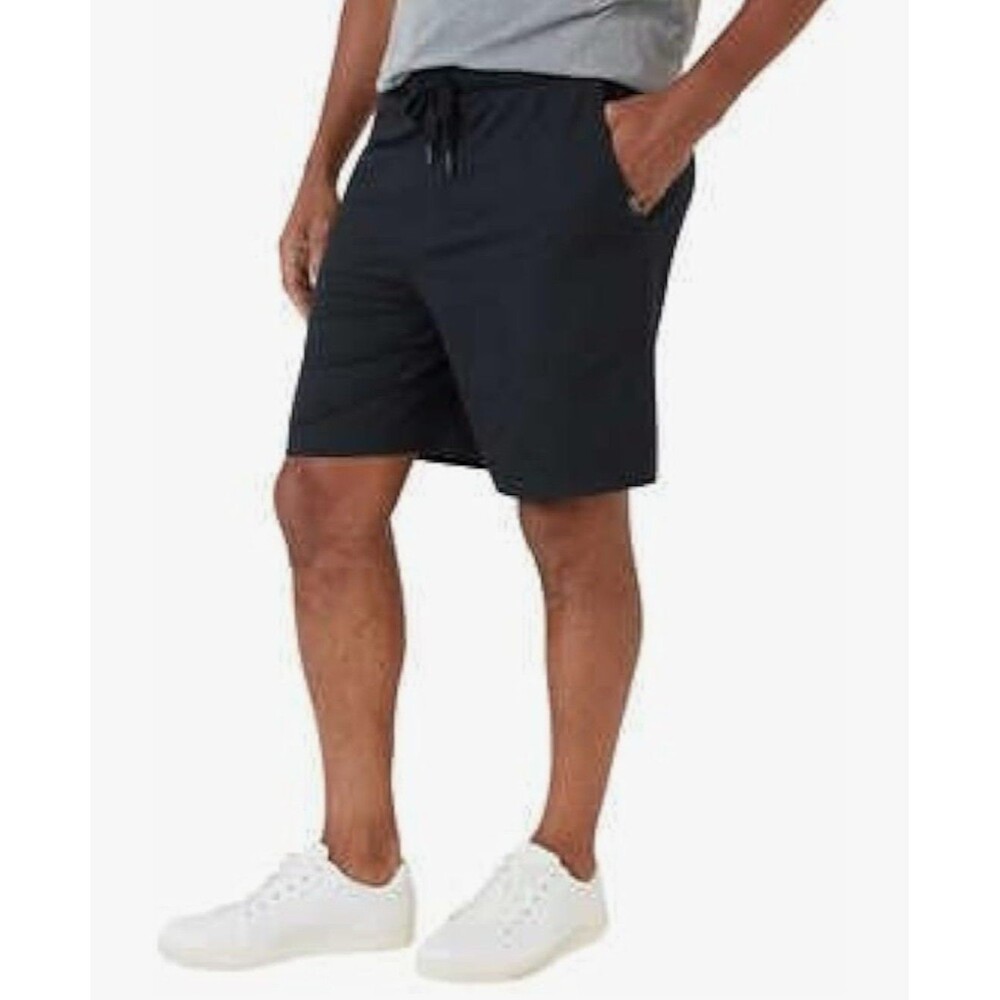 Eddie Bauer Men's XL Knit Lounge Shorts 2-pack Zip Secured Pocket B15 Black Blue - Picture 5 of 12